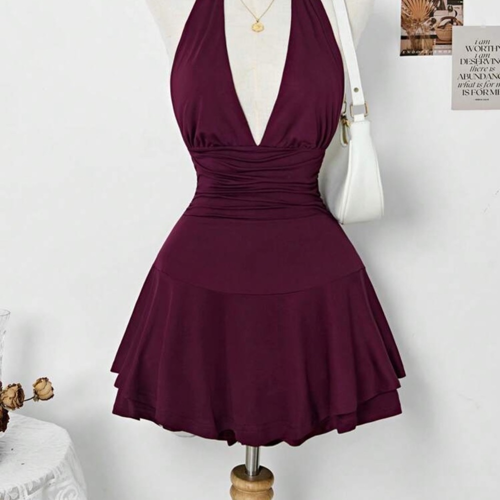 Chic Plum Halter Mini Dress